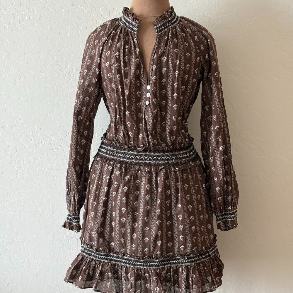 Veronica Beard Peasant Dress. Size M. Brown/White.